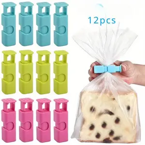 12 pcs Food Bag Chip Clips, Convenient And Durable Reusable Food Sealing Bag Clips, Easy-to-Use And Flexible Spring Sealing Clamp, For Keeping Food Fresh And Organized, Kitchen Organizers And Storage, Kitchen Accessories