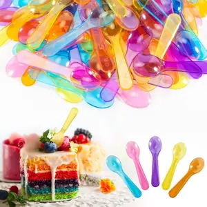 Mini Spoons - 100PCS Dessert Spoons Plastic Disposable Cutlery Small Plastic Spoons For Ice Cream Cake Jelly Pie Yogurt Dessert For Party Celebrations Multi-Color