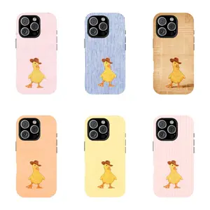 Cowboy Duck iPhone Case, Cute Western Duck Phone Cover, Aesthetic Blue Stripe Design,Compatible with iPhone 17 16 15 14 13 12 11 ProMax Plus Air