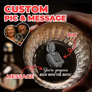 Custom Engraved Whiskey Glass, Add Your Wife's Photo & Message, Funny Gift for Husband Trying To Make Peace, Romantic Gift