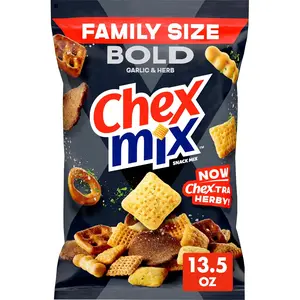 Bold Garlic & Herb Snack Mix – Savory Crunchy Party Snack, Family Size 13.5oz, Pretzels Breadsticks Crackers Mix