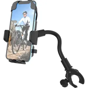 Phone Holder - Goosencek  Cell Phone Mount - Handlebar Fit Bicycle, , Peloton, Treadmill, Mic Stand, Scooter,  - Mount for All  & 4-7" Smartphone