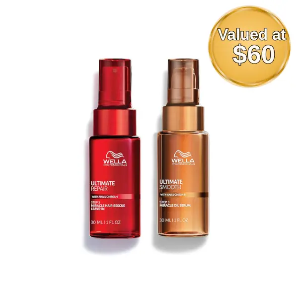 Wella Professionals ULTIMATE MIRACLE DUO - ULTIMATE REPAIR Miracle Hair Rescue + ULTIMATE SMOOTH Miracle Oil Serum 1OZ