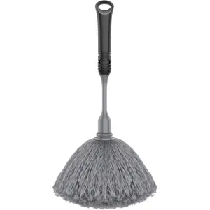 Microfiber Delicate Duster, Comfortable Non Slip Handle, Detachable Washable Duster Head, Gray & Black