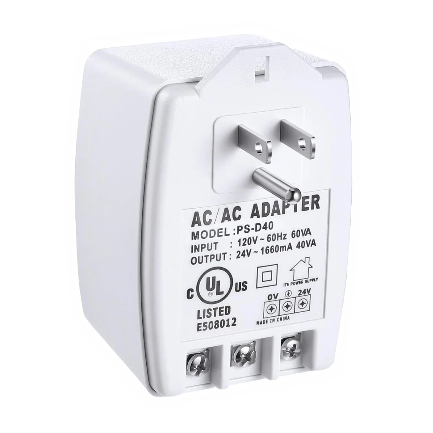 1 Pack 24 Volt Transformer, 40 VA AC Transformer Plug in with PTC Fuse Compatible with All Versions of Ring Doorbell and Thermostat, Compatible with Nest, Ecobee, Sensi/Honeywell/24V Adapter