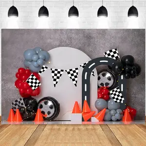 Photography Background Racing Track Elements Dynamic Style Boy's Birthday Party Photo Studio Backdrop