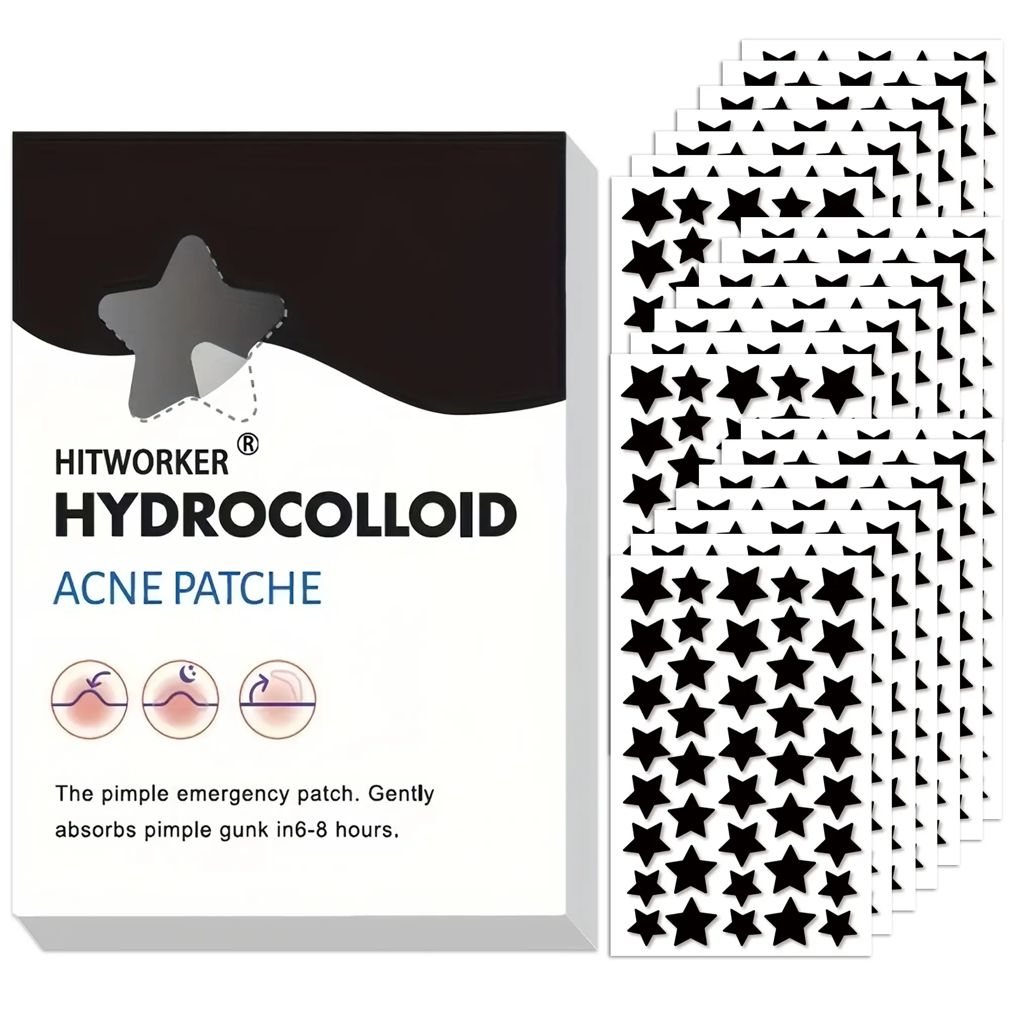 Water-Based Acne Patches, Hydrocolloid Acne Patch, Pimple Patches, Acne Patches For Face, 840/440 Pieces Per Box, Deep Cleaning Acne Treatment, Blemish Relief Care, Non-Toxic Alcohol-Free, Suitable for All Skin Types