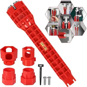 14-in-1 Multi-Function Sink Wrench, Universal Socket Wrench, Faucet Installation Tool, Anti-Slip Long Handle Design, Sink Drain Nut Removal Tool, Plumbing Wrench for Tight Spaces, Fits 14–16 Inch Sizes, Efficient Home DIY Installation Tool