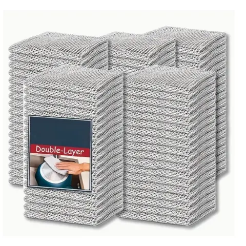 HD-BPR Multipurpose Non-Scratch Double-Layer Steel Wire Cleaning Cloths - Long-Lasting Time-Saving Home Care Wipes for Kitchen, Glass, Dishes