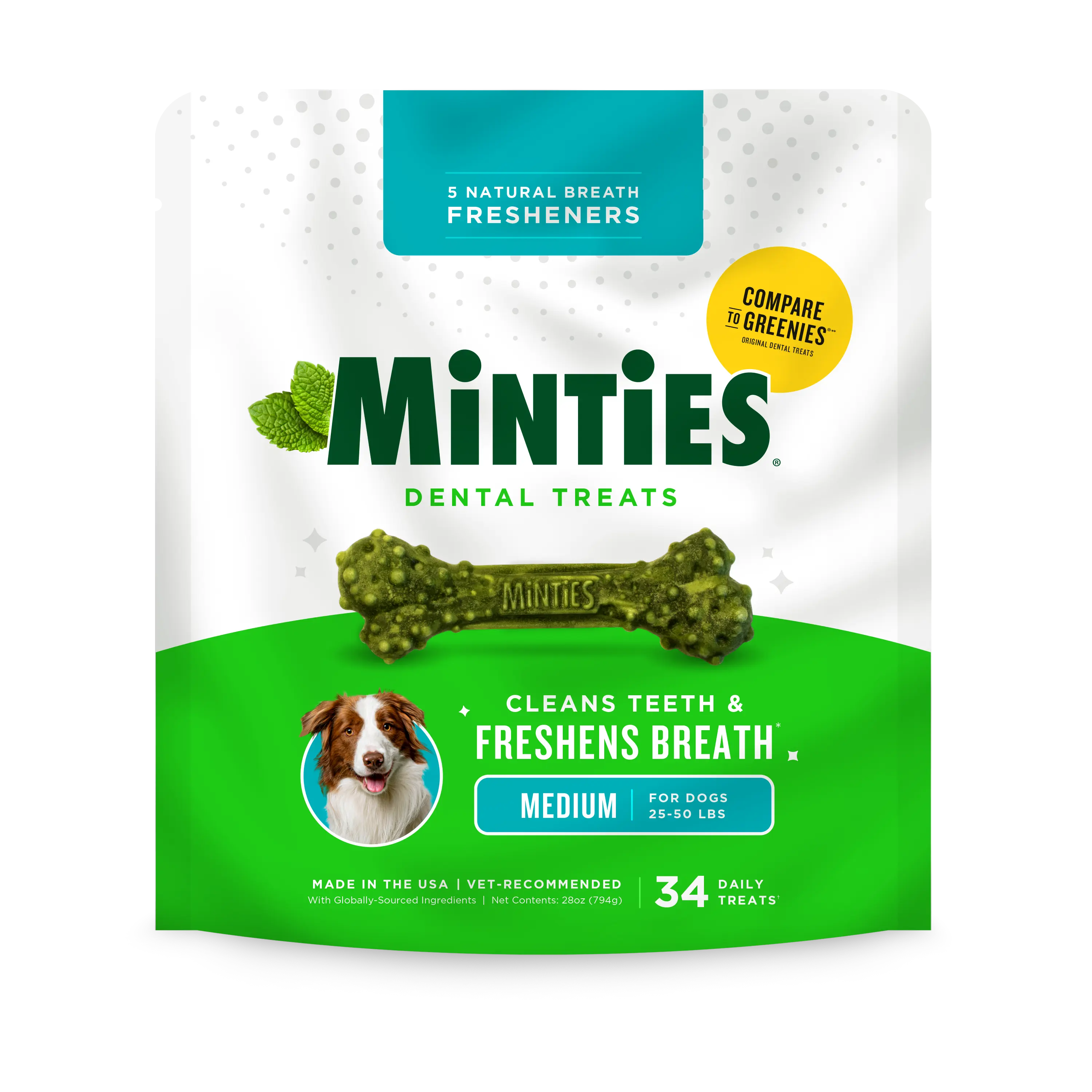MINTIES Dog Dental Bone Treats, Dental Chews for Small / Medium / Large Dogs