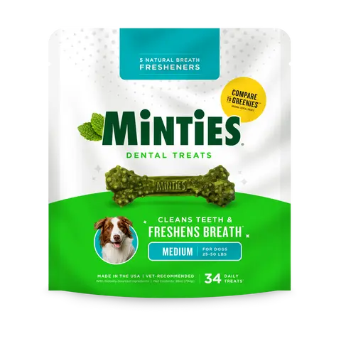 MINTIES Dog Dental Bone Treats - Dental Chews for Small, Medium, Large Dogs That Helps Remove Plaque and Tartar