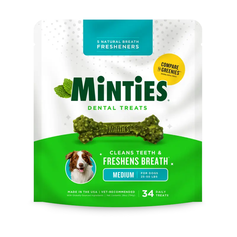 MINTIES Dog Dental Bone Treats - Dental Chews for Small, Medium, Large Dogs That Helps Remove Plaque and Tartar