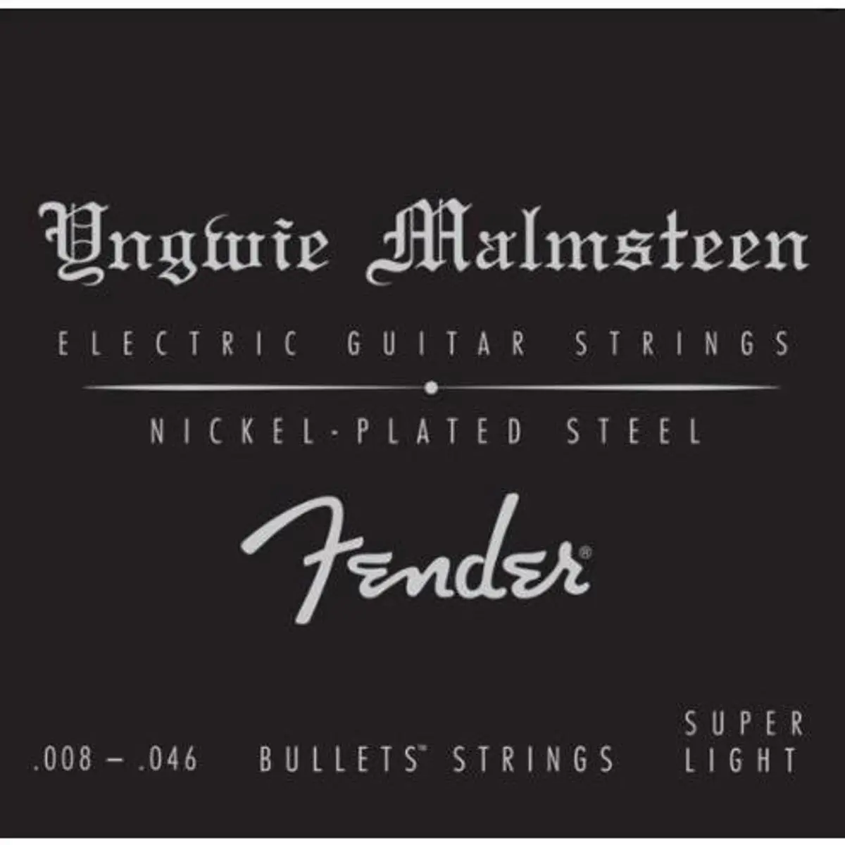 Fender Yngwie Malmsteen Signature Light Gauge Nickel-Plated Steel Electric Guitar Strings, 6-String Set, .008-.046 Gauges, for Guitarists