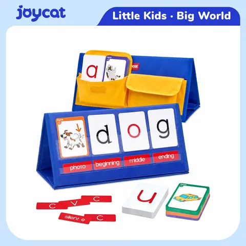 Durable Unisex WB Word Building Desktop Pocket Chart Tent Kit - Kindergarten Language Educational Toy with Flip-to-Change CVC/CVCC/CCVC Words, Phonics Games, Blending Spelling Board, Letter Cards, Flashcards for Alphabet Learning (4–12 Yrs)