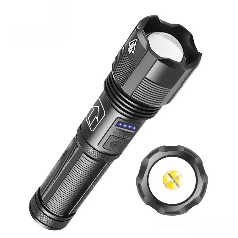 LED High-Power Flashlight USB Rechargeable P70 Spotlight Outdoor Emergency Long-Range Zoom Flashlight