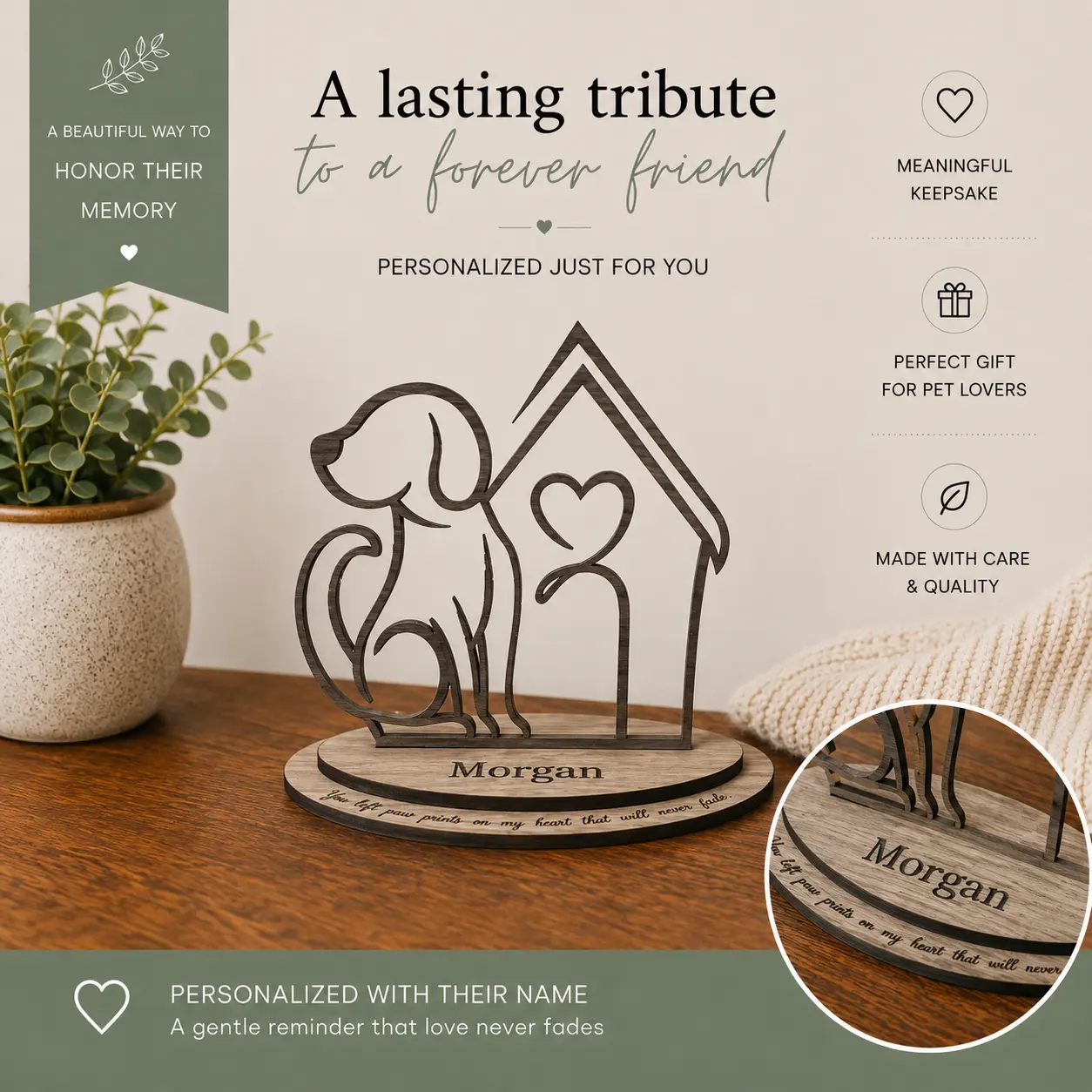 Personalized Pet Memorial | Custom Dog & Cat Loss Keepsake