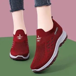Women's Lightweight Breathable Knit Slip-On Walking Shoes Cushioned Anti-Slip Sole Easy On Off All Day Comfort Casual Sneakers for Daily Wear Travel Shopping Office Commute Footwear Slipon Active Bridal Parent - Nail, Girl