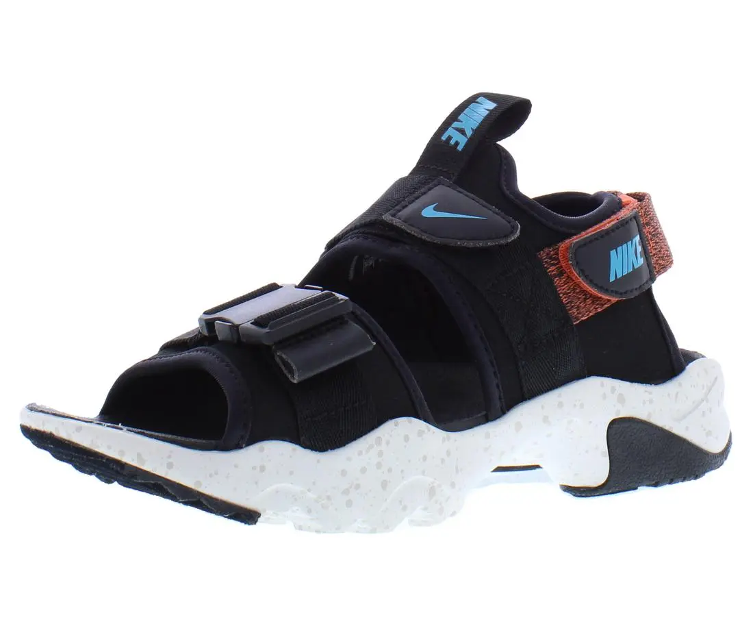 NIKE Men's Canyon Open Toed Sandals with an Adjustable Strap, Comfortable Outdoor and Casual Style, Black/Chlorine Blue, Male