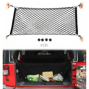 40 x 18 Inches Universal Mesh Envelope Trunk Cargo Storage Organizer Net Elastic Mesh Net Pickup Truck Bed Divider Compatible for Cars, Vans, Trucks and SUVs, for Jeep, for Dodge, for Toyota