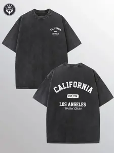 Retro Washed T-Shirt | 230g Thick, Round Neck, Short Sleeve, Vintage Street Style, Machine Washable, Geometric Pattern, Loose Fit, Ideal for Spring/Summer/Fall