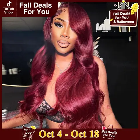 STERLY #99J Body Wave Wig 200% Density Burgundy 13x6 Full Frontal Human Hair Wigs Natural Black Front Wigs #4 Chocolate Brown Smooth Lace Wig Colored Beginner Friendly Wig Pre Plucked Pre Cut Wig #tiktokshopstockup