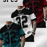 Men's 3-Pack Quick-Dry Breathable T-Shirts, Round Neck Short Sleeve Striped Sports Tees, Ideal for Gym, Swim, Casual Wear, Workout Shirts