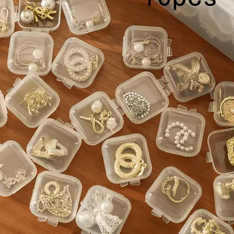 10pcs Clear Plastic Storage Box with Lid, Transparent Jewelry & Accessories Organizer Box, Bead Storage Boxes, Clear Plastic Organizers, Containers for Organizing