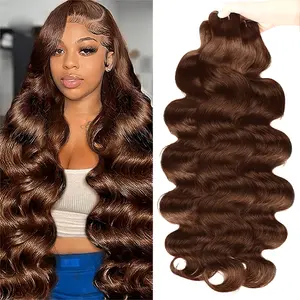 #4 Chocolate Brown Body Wave Hair Bundles Full Thick Ends Quick Weave Human Hair Extentions 1 3 4 Bundles