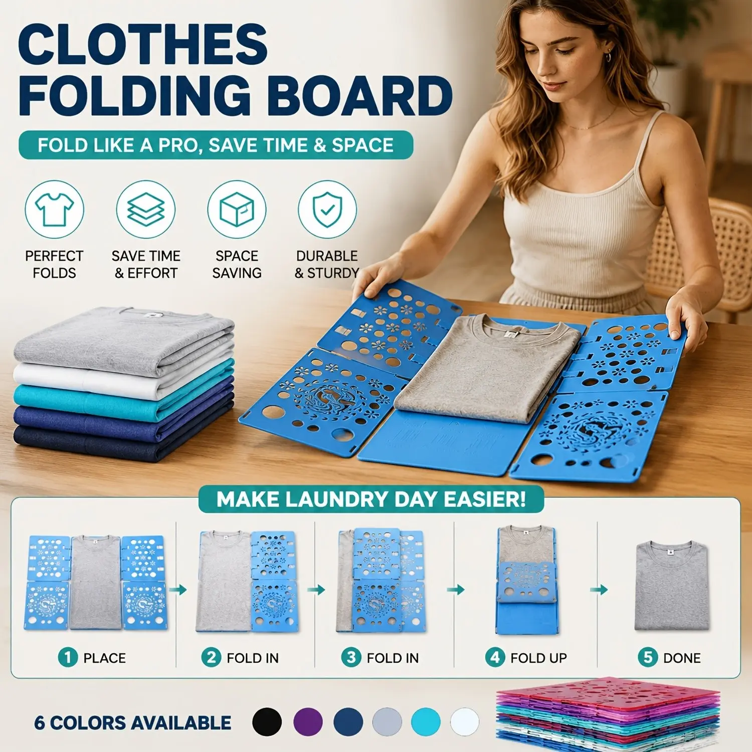 1pc Folding Tool, Used for Easy Folding of Clothes at Home, Making Clothes More Neat, Suitable for T-Shirts/Shirts/Pants, Etc., Can Better Save Wardrobe Space, for easy to Operate, Lightweight And Portable, Home Storage Helper