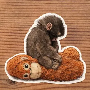 (Set of 2,3,5 pcs) Baby Punch Monkey Sticker, Abandonment Monkey Sticker, Laptop Bottle Waterproof Vinyl Decal