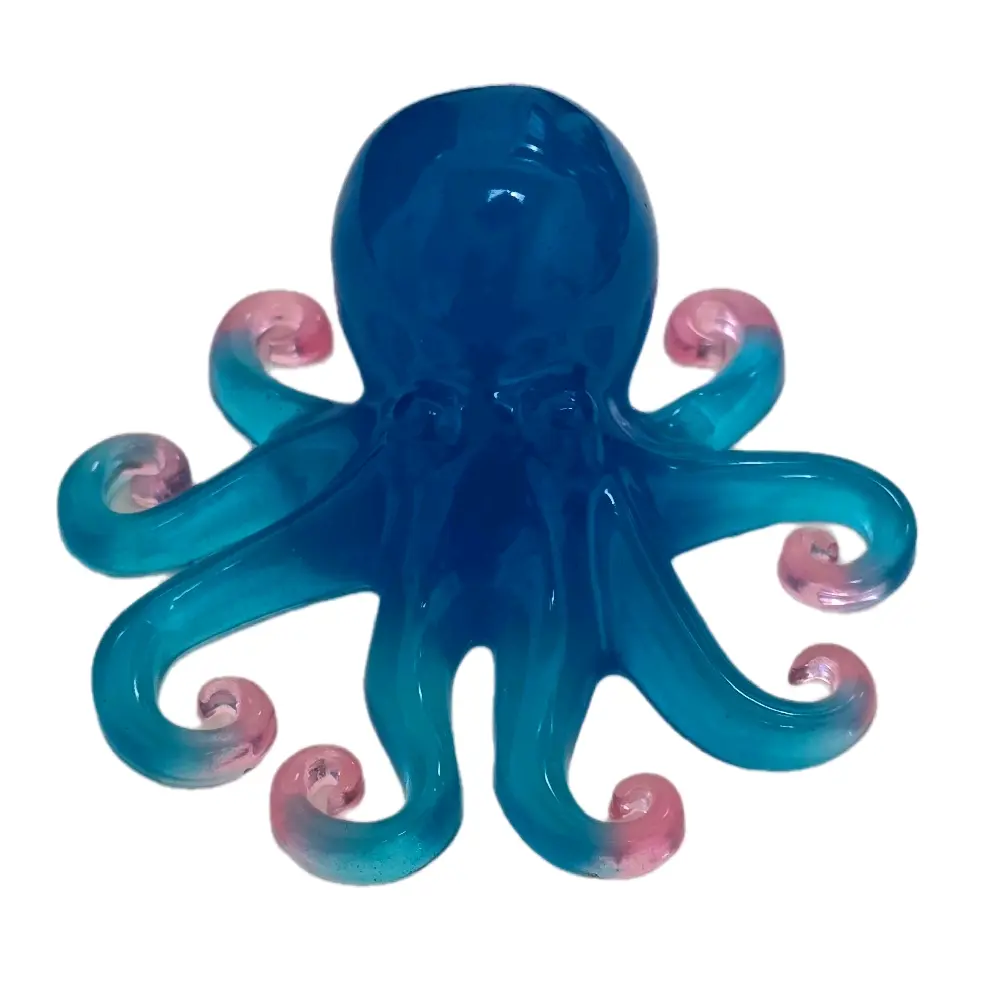 Blue & Pink Glow-in-the-Dark Resin Octopus Figurine Handcrafted Epoxy Resin Ocean Aesthetic Desk Decor Unique Gift Idea Light Ornaments