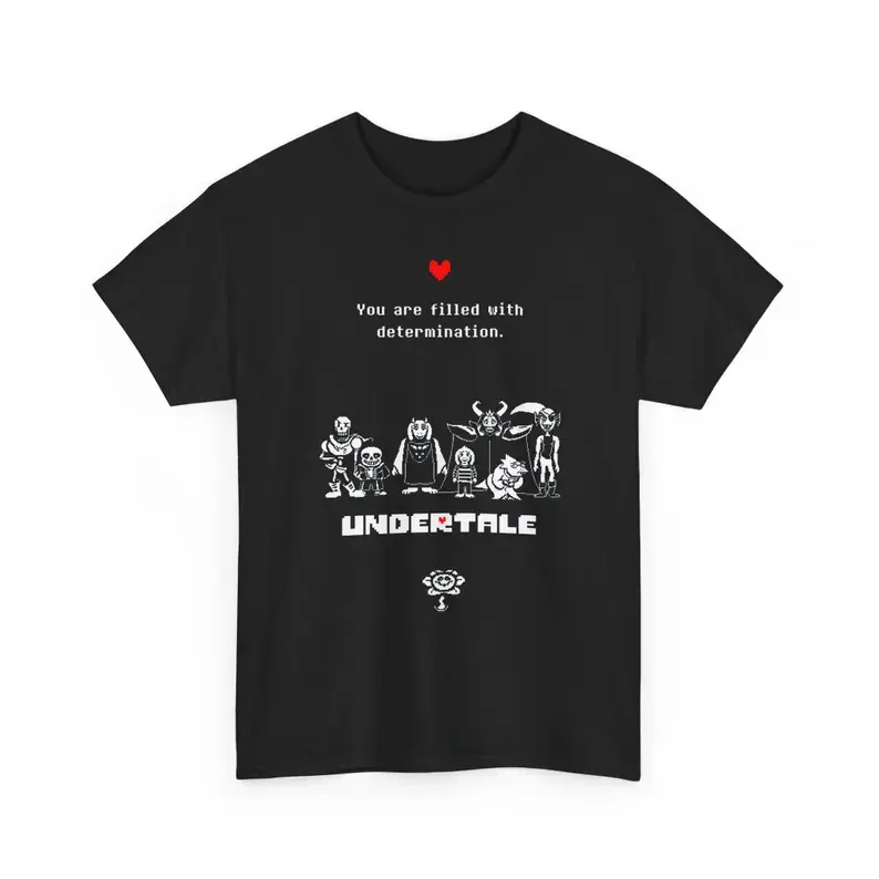 Undertale Determination Graphic T-Shirt Retro Pixel Game Characters Tee Indie Gaming Aesthetic Streetwear Merch Gaming Lover Gift Apparel