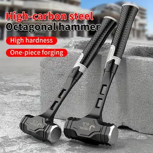 2/3/4 Pound Octagonal Hammer, Professional Masonry Construction Site Heavy-Duty One-Piece Hand Hammer, Solid One-Piece Design, Wall-Breaking Anti-Slip Multi-Function Handle Hammer