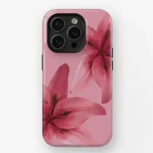 JIACC Tiger Lily Pink Lily Flower Pattern Phone Case for iPhone 17 ProMax Plus Air 16 15 14 13 12 11 X XR & SamsungS25 S24 S23 S22 Ultra, Aesthetic Protective Cover Tough Phone Case Unique gift options