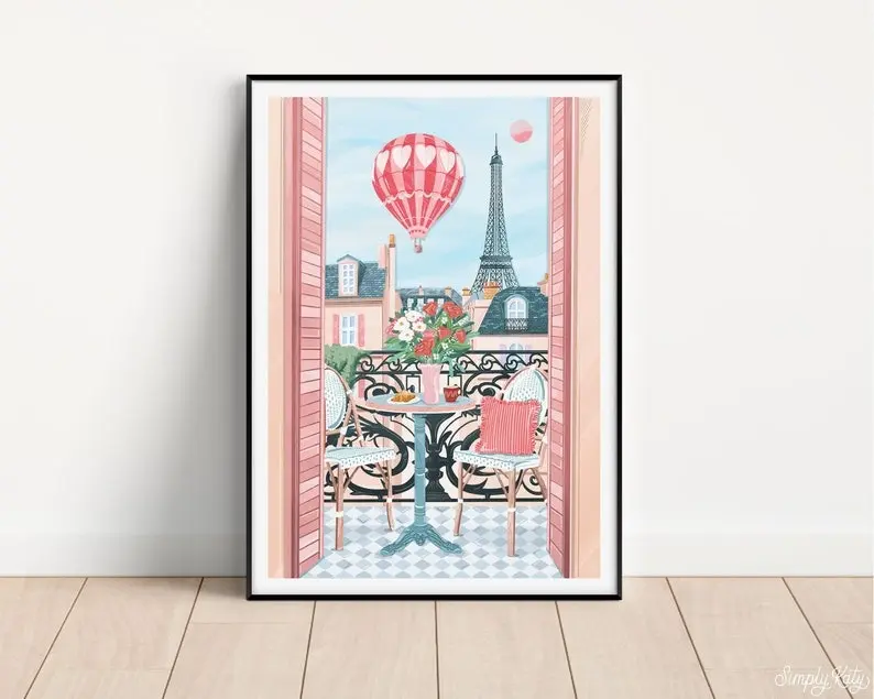 Paris Art Print, Eiffel Tower Wall Art, France, Parisian Poster, Paris Decor, Paris Gift, Travel Gift, Travel Poster, Europe, Housewarming Artwork Ornaments Decoration Artistic