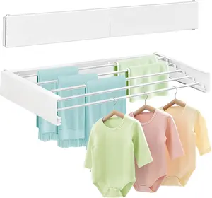 Wall Mounted Collapsible Laundry Drying Rack, 31.5'' Heavy Duty Foldable Drying Rack with 5 Rods, Space Saving for Drying Clothing and Towels