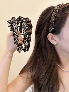 3-Pack Leopard Print Headbands, Retro Marled Color, Anti-Slip Design, Comfortable High-Elastic Hair Clips, Fashionable for Daily Use