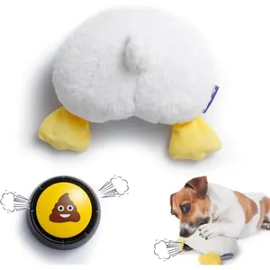 Hilarious Farting Fluffy Duck Butt Dog Toy, Emit Funny Farting Sounds When Press, Battery-Powered, Cute Plush Stuffed Dog Toy for All Breeds Sizes, Puppy Toy for Accompany and Anxiety Relief
