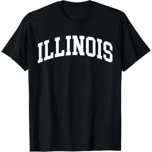 Casual Cotton shortsleeve tees  Illinois US College Font Proud American USA T-Shirt