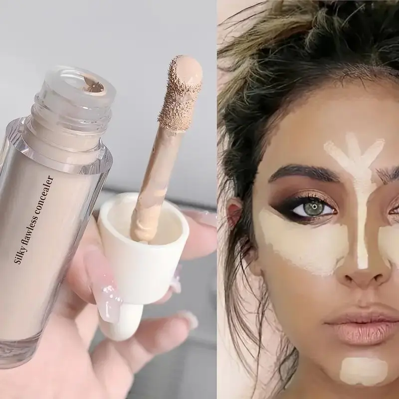 Full Coverage Liquid Concealer - Waterproof and Sweatproof with a Soft Brush for Dark Circles and Spots. Long-Lasting Formula in a Light Beige Color Series for Precise Application, Great Valentine's and Mother's Day Gift Super Coverage Concealer