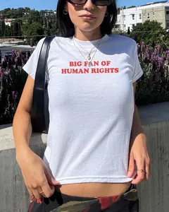 Big Fan Of Human Rights Baby Tee Y2k Retro Cropped Top Equality Shirt Women's Social Justice Top Political Protest Shirt Activist Gift