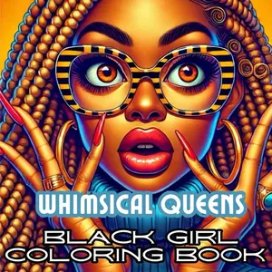 Whimsical Queens: Black Girl Coloring Book for Kids and Adults