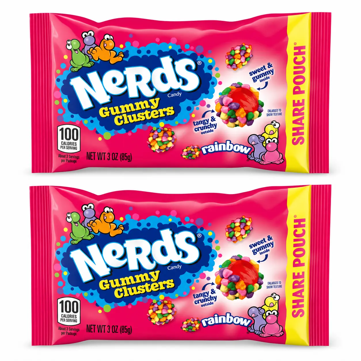 NERDS Gummy Clusters Rainbow, 3 oz Bags | 2, 4, 6 or 12 Pack