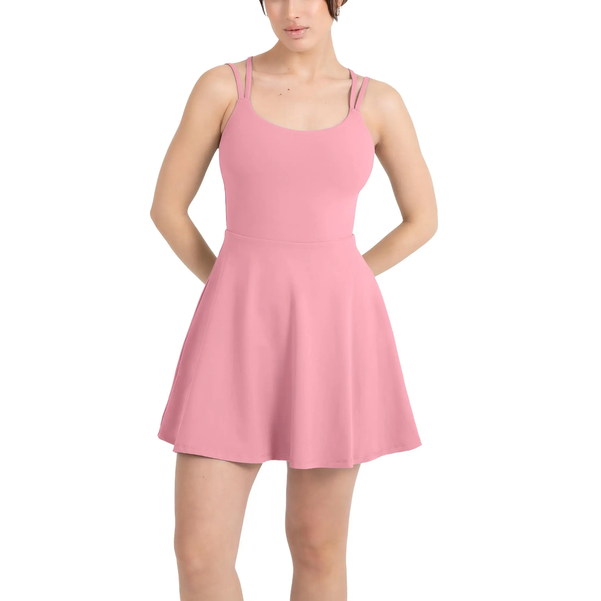 YITTY Active Women's Ultraluxe Strappy Tennis Dress with Built in Short, Athleisure, 4-Way-Stretch