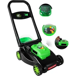 Kids Lawn Mower with Realistic Grass-Cutting Action and Sounds No Batteries Required Fun Outdoor Push Toy Birthday Holiday Gift for 3-6 Year Old Boys Girls Black