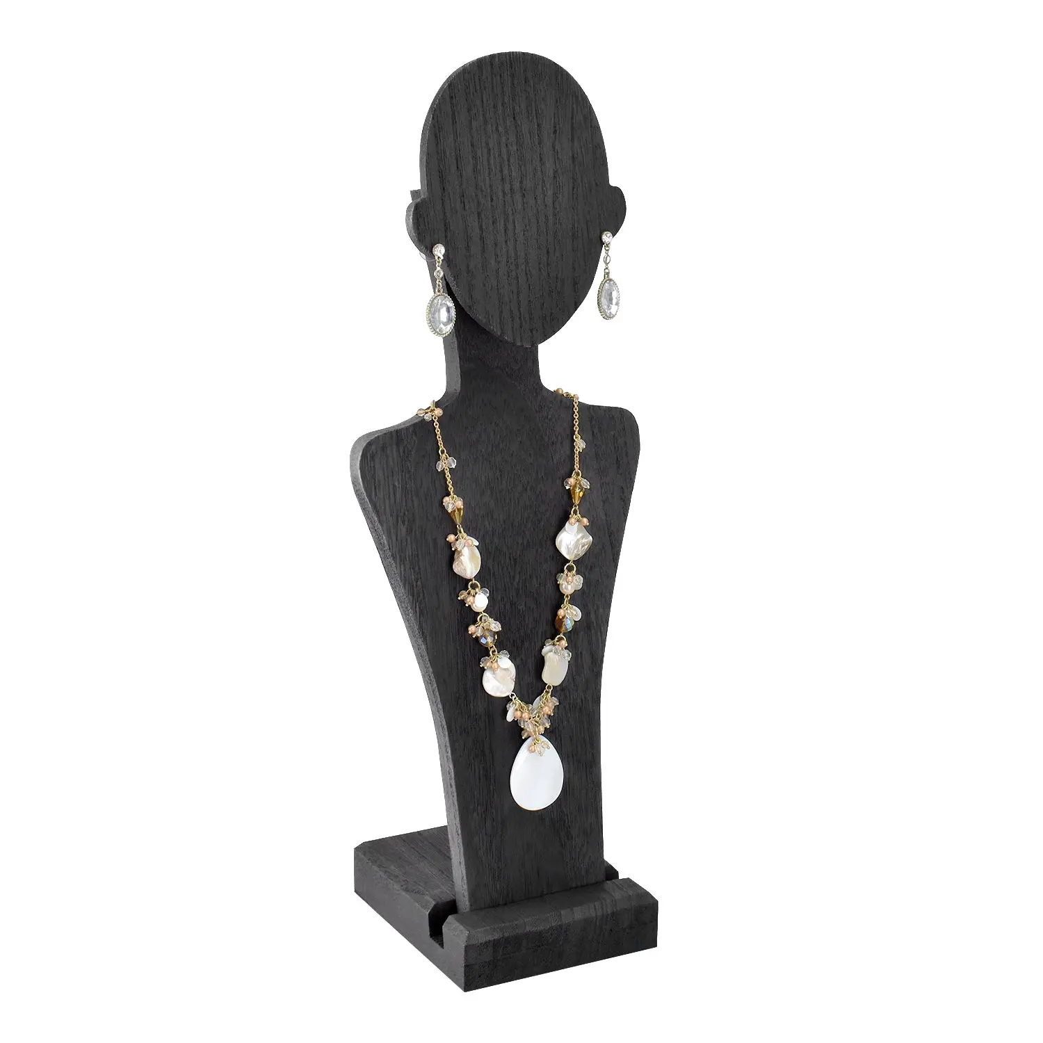 #WDJ5066  Portable Wooden Mannequin Jewelry Stand, Jewelry Display Organizer for Earrings & Multiple Necklace