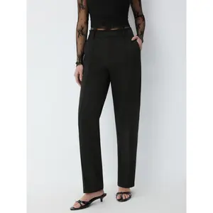Cider Mid Rise Tapered Trousers Black Pants