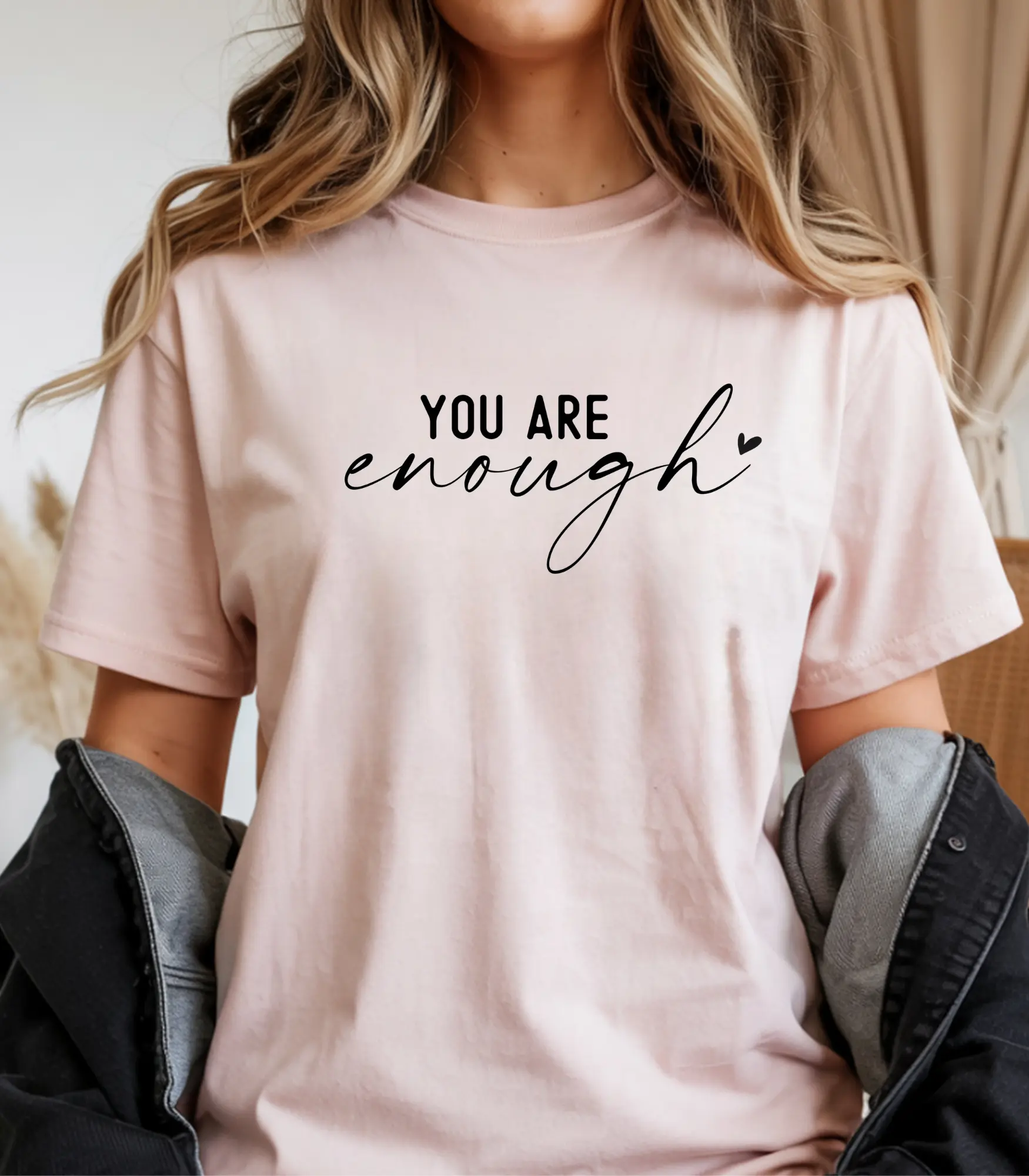 Reebok Men's "YOU ARE ENOUGH" Unisex T-Shirt, 90% Cotton 10% Polyester Yarn Fabric, Fitted Cut, Short-Sleeve, Round Neck, Double Seams, Medium-Length Casual Summer Streetwear Top, Sport Grey, Versatile for Bottom Pairing