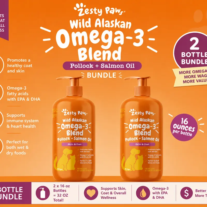 TikTok Live Exclusive Wild Alaskan Salmon Oil with EPA & DHA, nourishing Omega-3 Fish Oil blend for Dogs & Cats