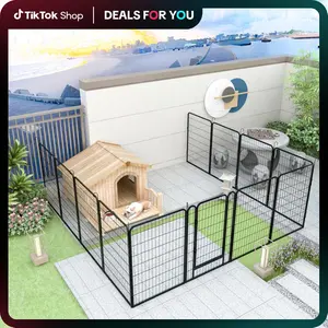 【Mega Deals】12 Panels Heavy Duty Metal Playpen with door,39.37"H Dog Fence Pet Exercise Pen for Outdoor 6/8/12/16 Panels Escape Proof Kennel